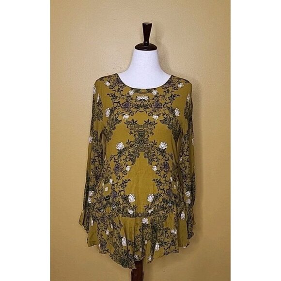 Free People Women Dress M Smooth Talker Green Floral A Line Mini Cut Out Boho - Picture 1 of 9